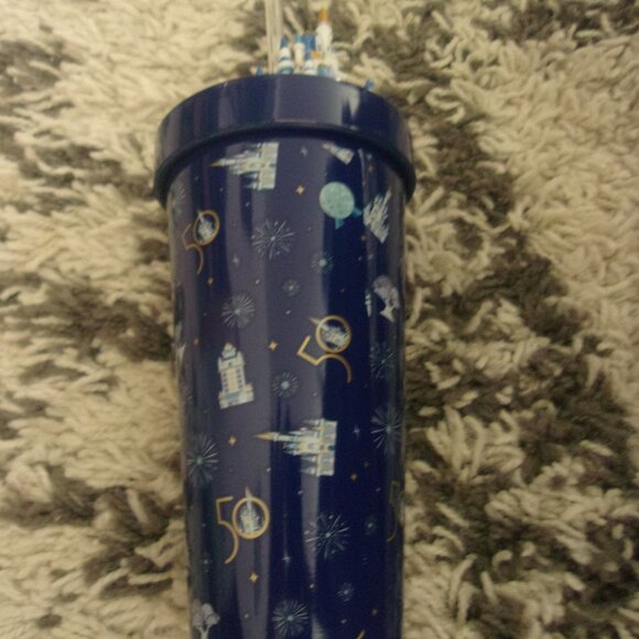 Disney Tumbler With Straw - 50th Anniversary Mickey And Minnie - Picture 3 of 9